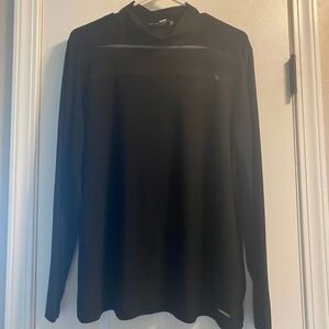Nine West Black mock neck top Size XL Sheer stripe
